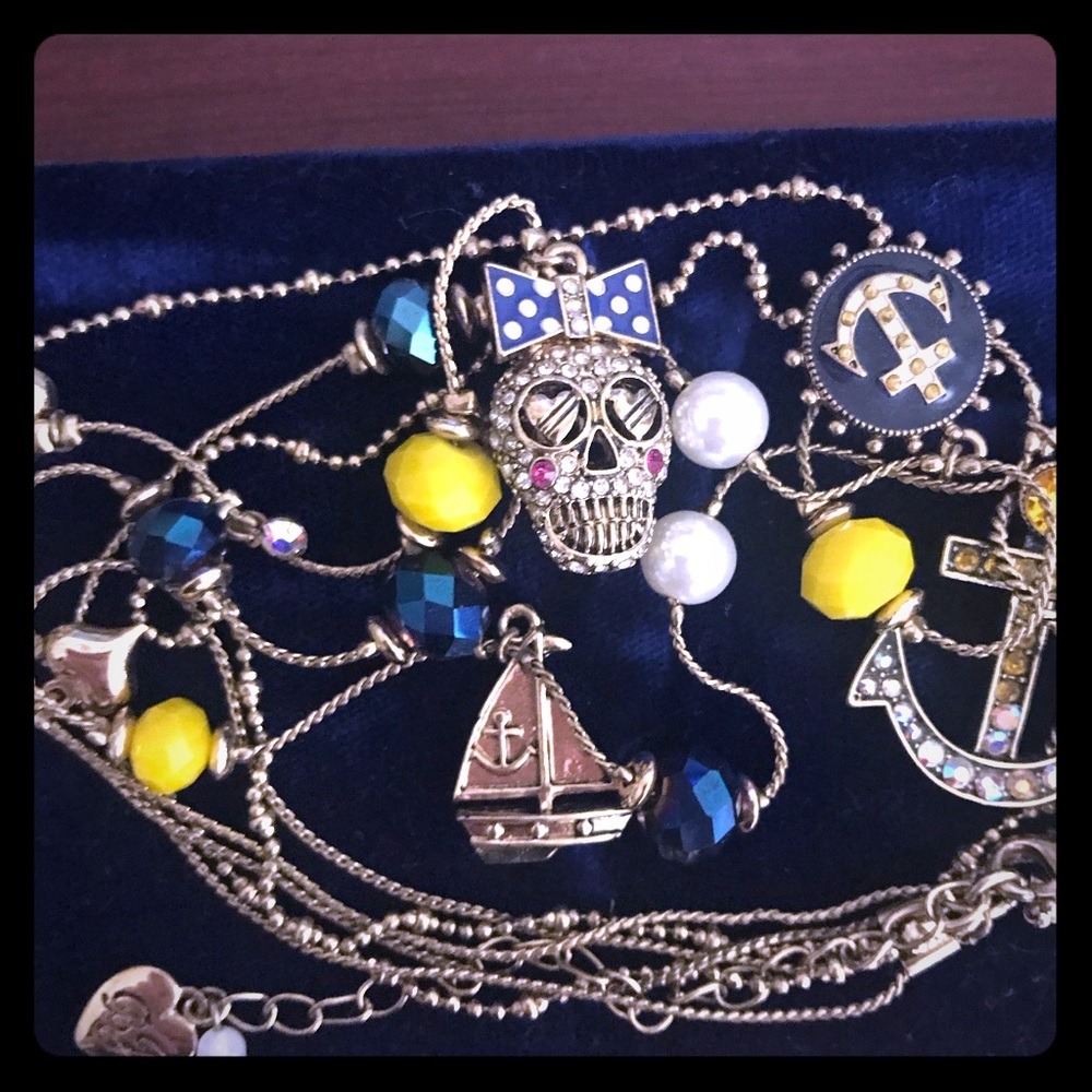 Multistrand Betsey Johnson nautical charm necklace